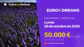 EuroDreams de hoy, lunes 26 de octubre de 2026: bote de 50.000 €, sorteo a las 21:00
